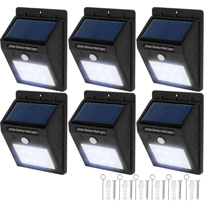 6 Venkovních nástěnných svítidel LED integrovaný solární panel a detektor pohybu